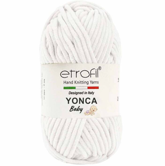 Etrofil Yonca Baby Kadife Örgü İpi 70136 Beyaz - 1