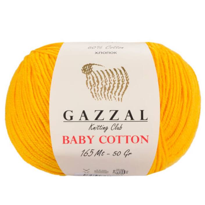 Gazzal Baby Cotton Örgü İpi 3417 Hardal Sarısı - 1