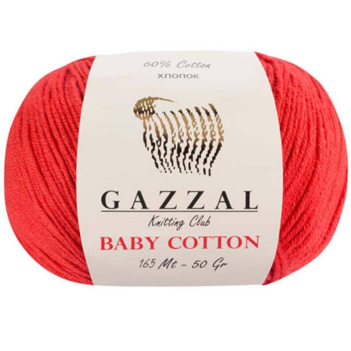 Gazzal Baby Cotton Örgü İpi 3418 Kırmızı - 1