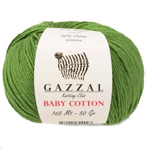 Gazzal Baby Cotton Örgü İpi 3449 Koyu Çağla Yeşili - 1