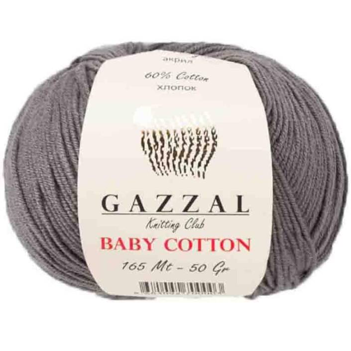 Gazzal Baby Cotton Örgü İpi 3450 Koyu Gri - 1