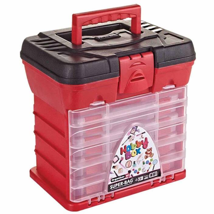 Hobi Kutusu Süper Bag Hobby Box Organizerli Takım Çantası Kırmızı - 1