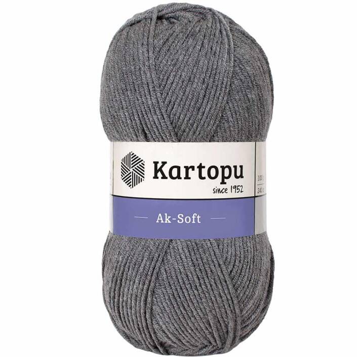 Kartopu Ak-soft El Örgü İpi 1002 Koyu Gri - 1