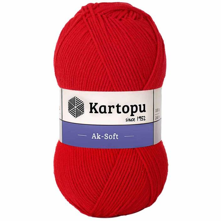 Kartopu Ak-soft El Örgü İpi 150 Kırmızı - 1