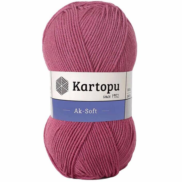 Kartopu Ak-soft El Örgü İpi 742 Gül Kurusu - 1