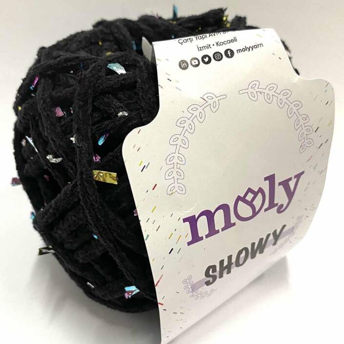 Moly Showy Örgü İpi ( 100 Gram ) 02 Siyah Confetti - 1