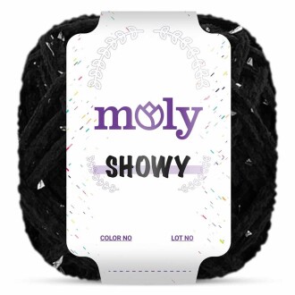 Moly Showy Örgü İpi ( 100 Gram ) 02 Siyah Confetti - 3