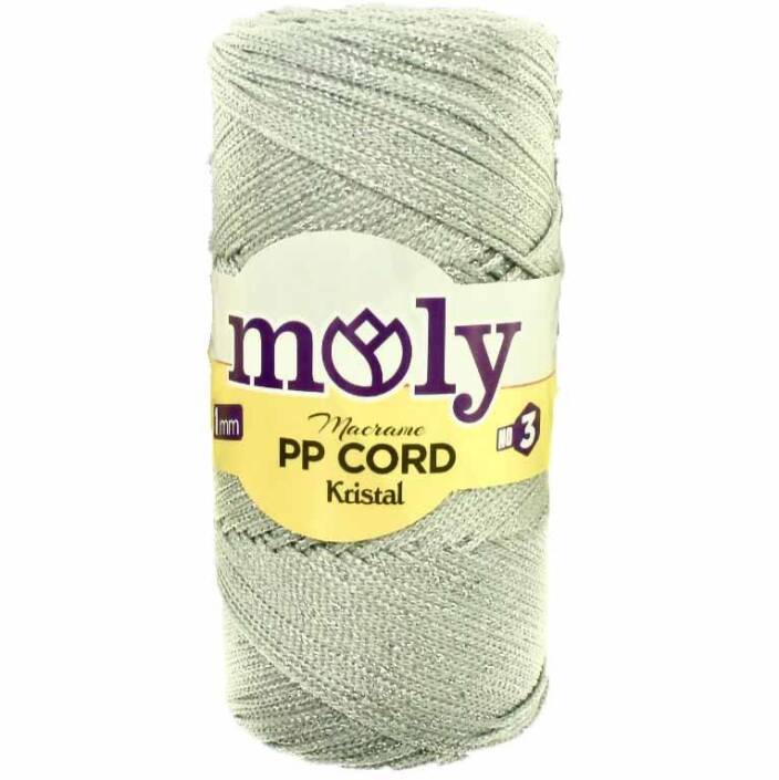 Moly Simli Polyester Makrome NO3 ( 200 Gram ) Açık Gri - 1