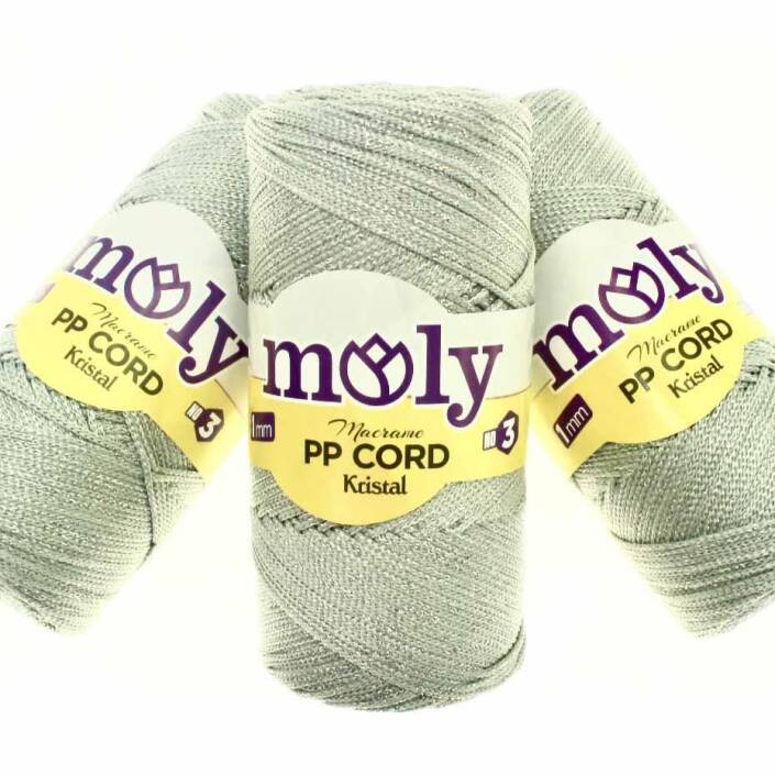 Moly Simli Polyester Makrome NO3 ( 200 Gram ) Açık Gri - 2