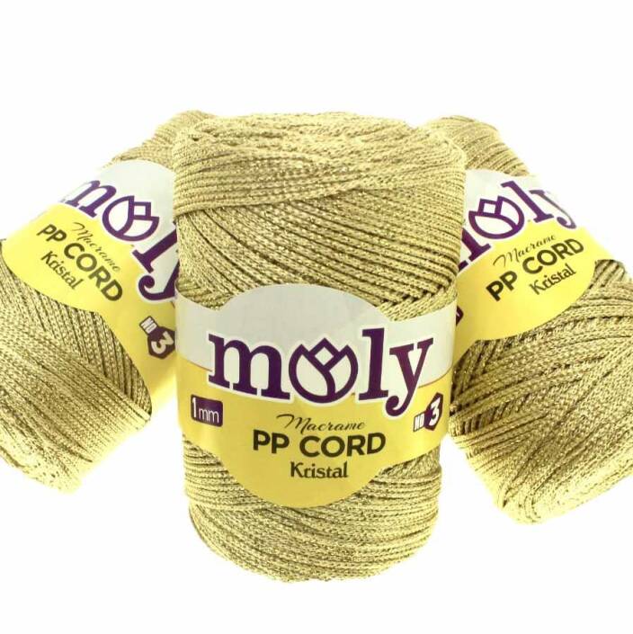 Moly Simli Polyester Makrome NO3 ( 200 Gram ) Altın - 2