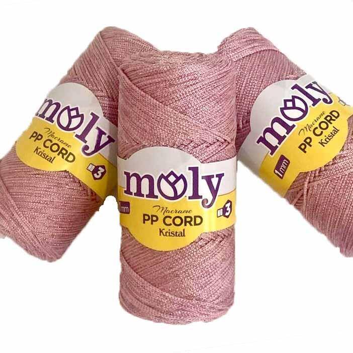 Moly Simli Polyester Makrome NO3 ( 200 Gram ) Pudra Pembe - 2