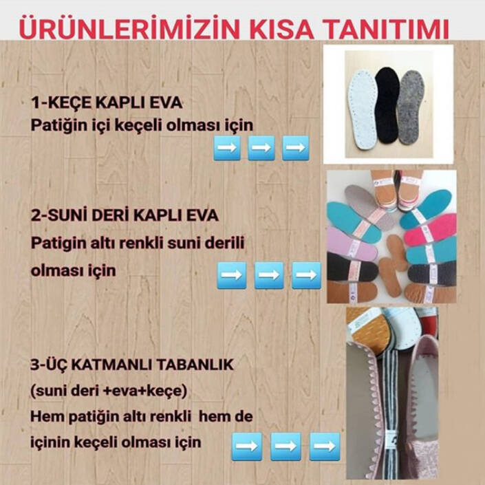 Patik Tabanı 3 Katmanlı ( Deri + Eva + Keçe ) 10 Adet - 3