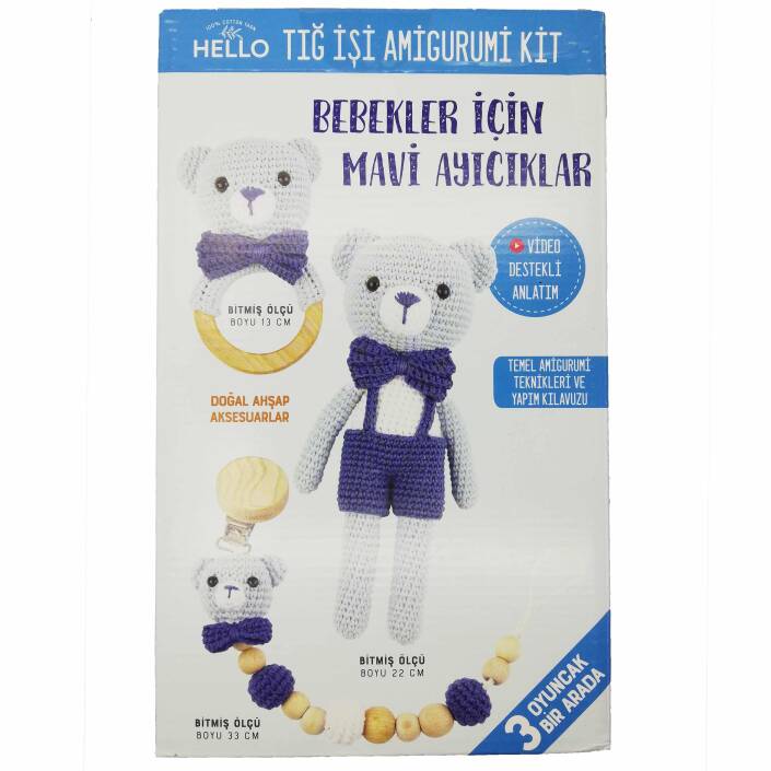 Tuva Mavi Ayıcıklar Amigurumi Kiti 3lu Set - 1