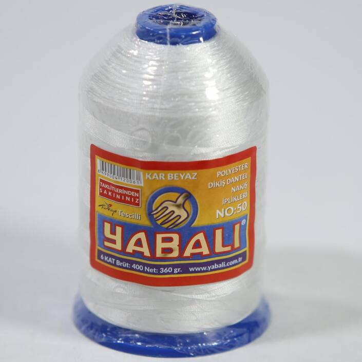 Yabalı Polyester Dantel İpliği 400 Gr Kar Beyaz No: 50 - 1